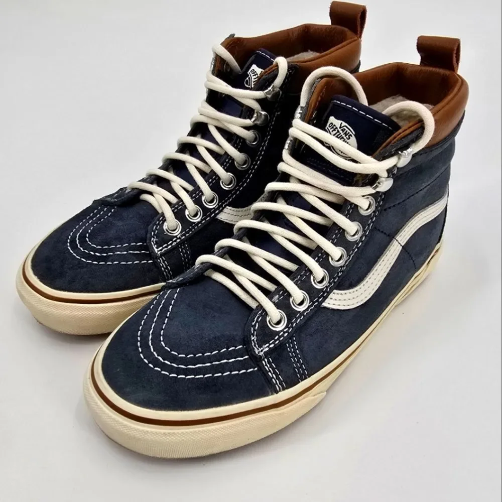Vans Mens Sk8 High-Top Leather Sneakers Scotchgard Fleece Lined Size M 6 W 7.5 - Picture 1 of 8